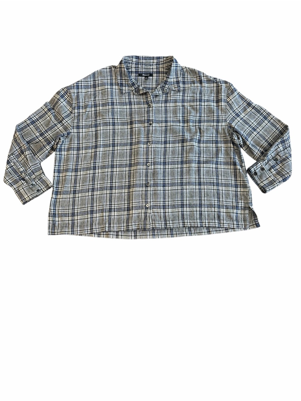 Madewell Flannel Westlake Shirt in Dubin Plaid XL Oversized Cropped